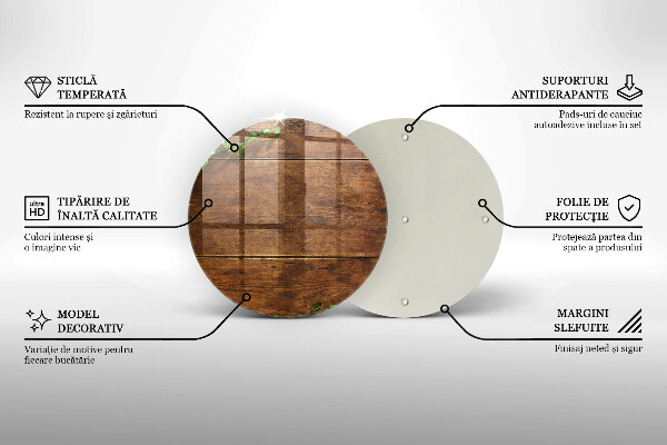 Chopping board glass Wooden boards and leaves