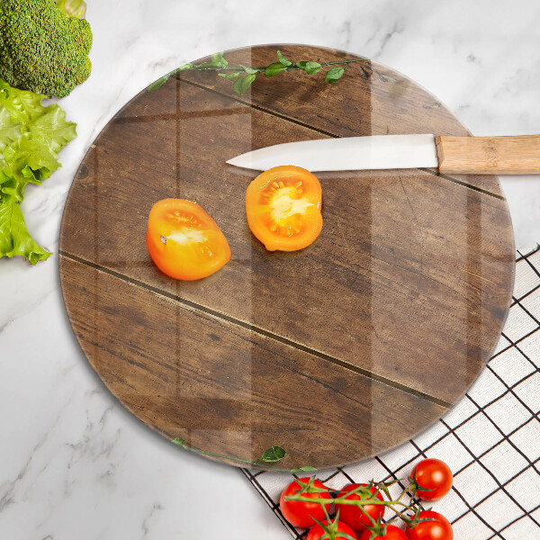 Chopping board glass Wooden boards and leaves