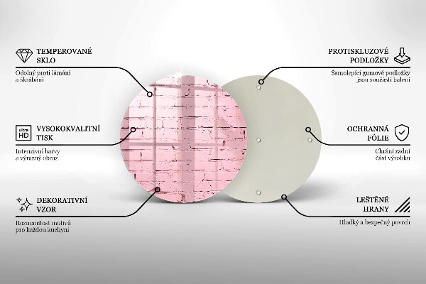 Chopping board glass Pastel wall bricks