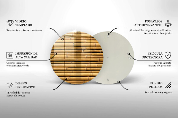 Chopping board glass Nature boho bamboo