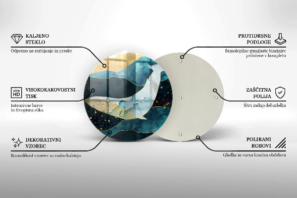 Glass cutting board Whale abstraction