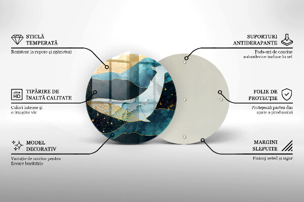 Glass cutting board Whale abstraction