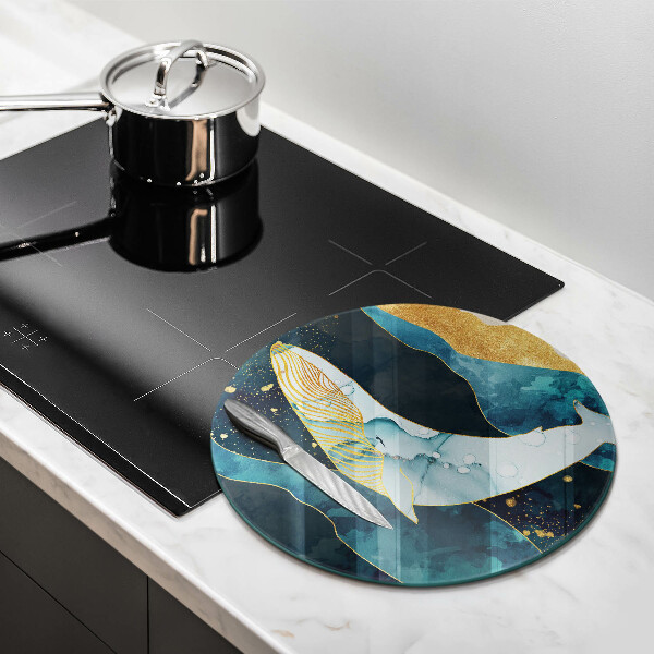 Glass cutting board Whale abstraction