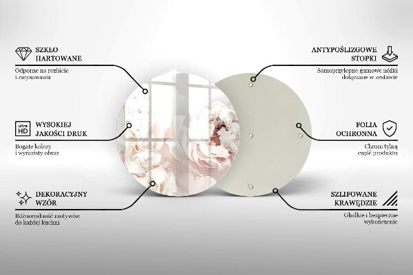 Glass cutting board Pastel peonies