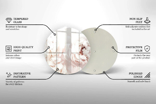 Glass cutting board Pastel peonies