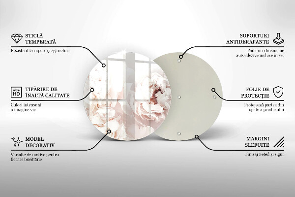 Glass cutting board Pastel peonies