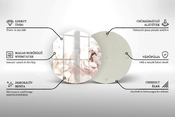 Glass cutting board Pastel peonies