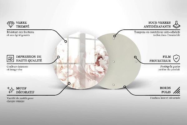 Glass cutting board Pastel peonies