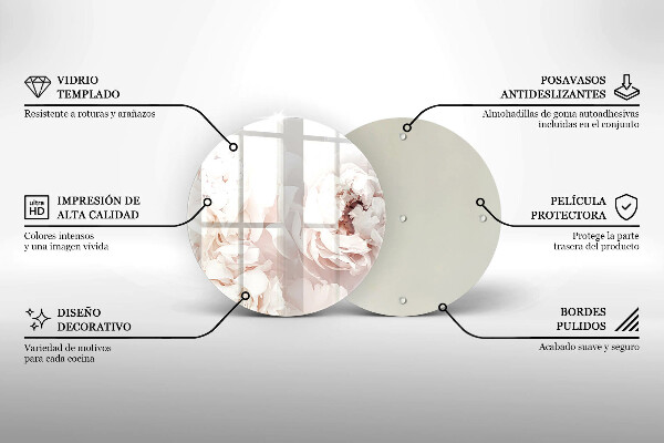 Glass cutting board Pastel peonies