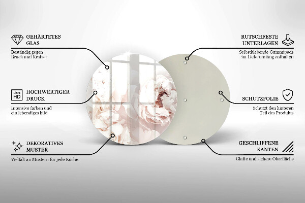 Glass cutting board Pastel peonies