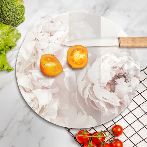 Glass cutting board Pastel peonies