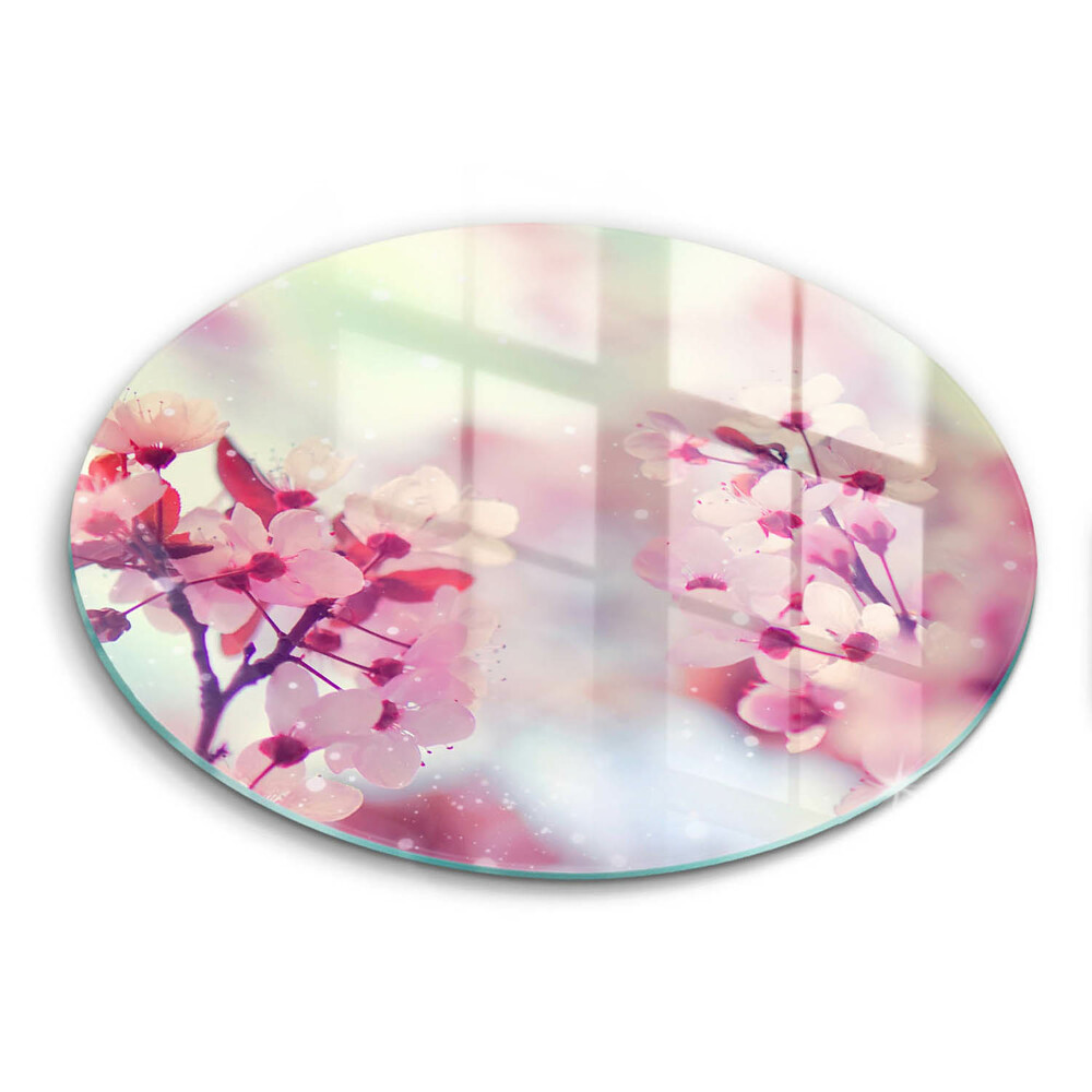 Chopping board glass Spring pink flowers