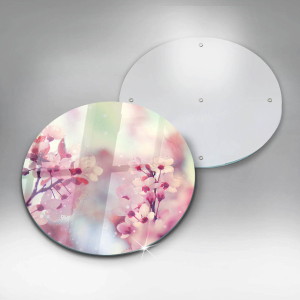 Chopping board glass Spring pink flowers