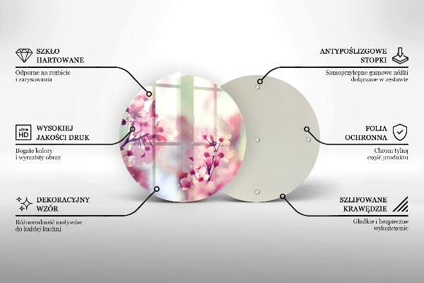 Chopping board glass Spring pink flowers