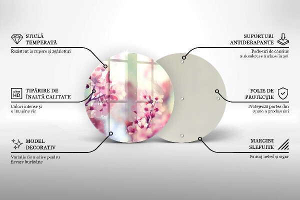 Chopping board glass Spring pink flowers