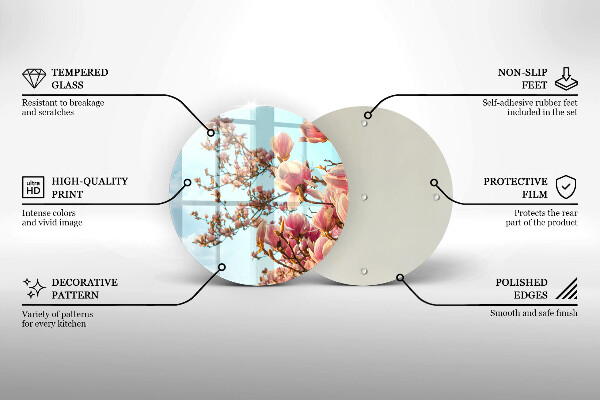 Chopping board glass Pink Flowers Tree