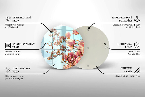 Chopping board glass Pink Flowers Tree