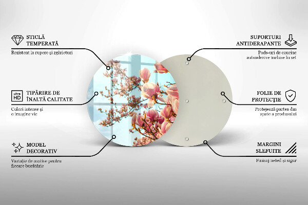 Chopping board glass Pink Flowers Tree