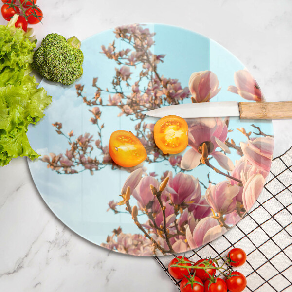 Chopping board glass Pink Flowers Tree