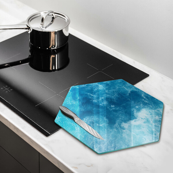 Chopping board glass Blue water