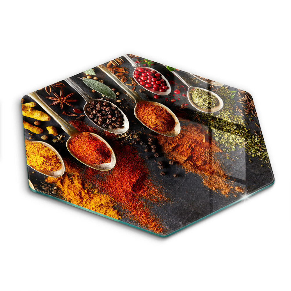 Chopping board Spoons with spices