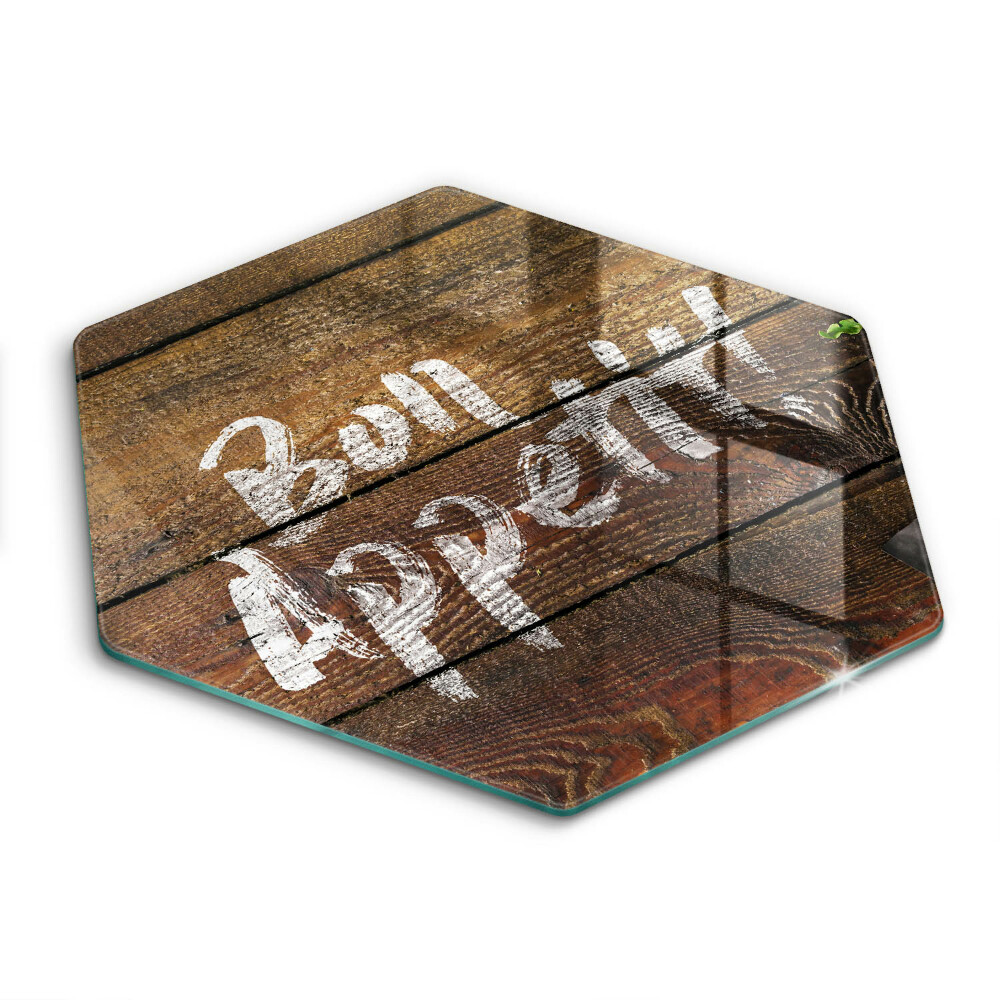 Chopping board glass Boards inscription Bon Appetit