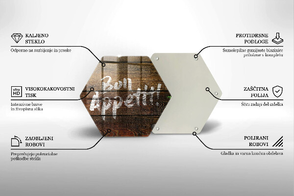 Chopping board glass Boards inscription Bon Appetit