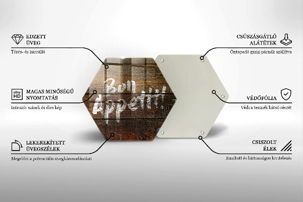 Chopping board glass Boards inscription Bon Appetit