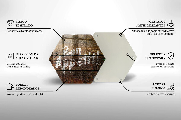 Chopping board glass Boards inscription Bon Appetit