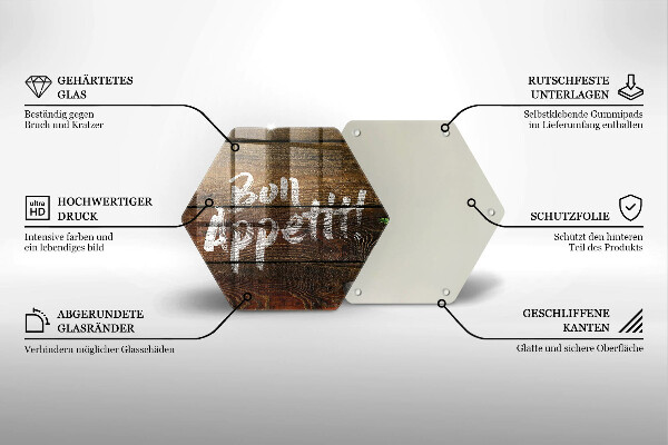 Chopping board glass Boards inscription Bon Appetit