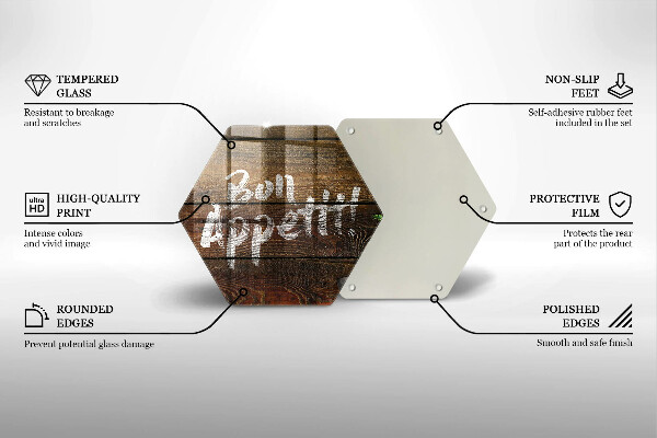 Chopping board glass Boards inscription Bon Appetit