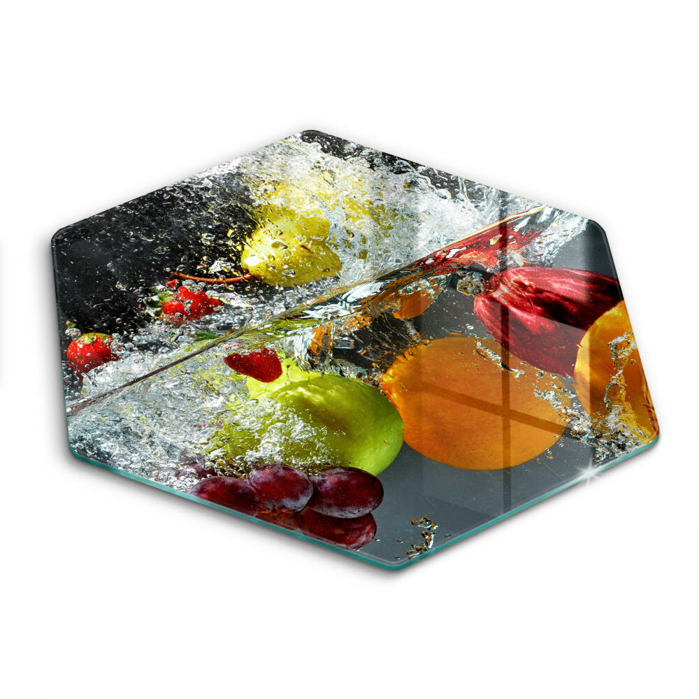 Chopping board glass Juicy fruit in water