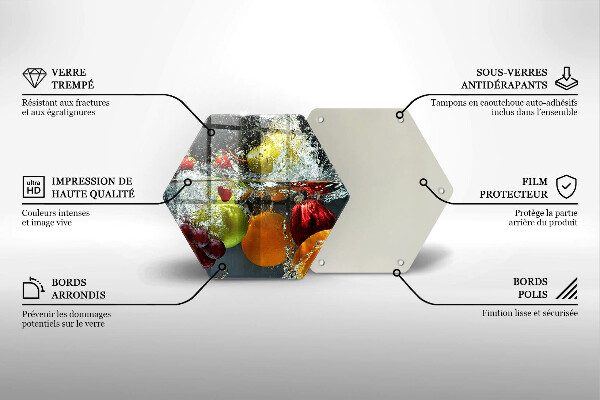 Chopping board glass Juicy fruit in water