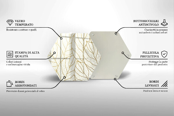 Chopping board Line-art leaves pattern