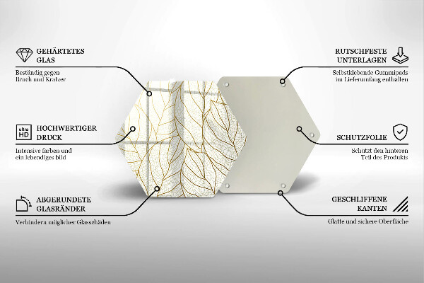 Chopping board Line-art leaves pattern