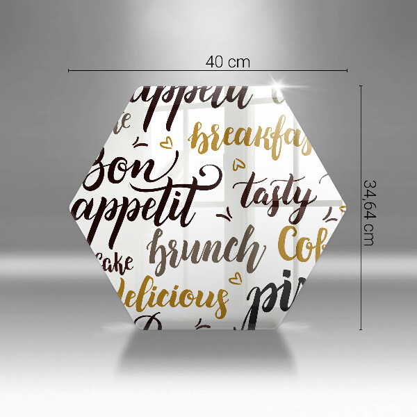 Glass chopping board Text Bon Appetit