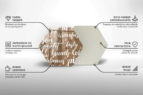 Glass chopping board Text Bon Appetit