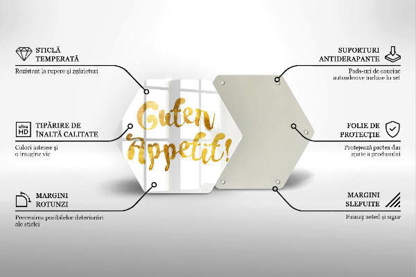 Glass chopping board The inscription GUTEN APPETIT!