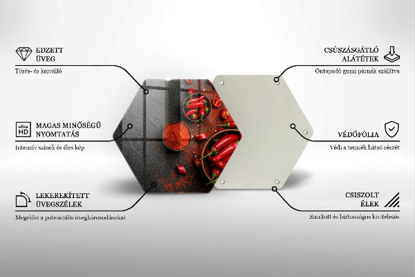 Glass chopping board Red chili peppers