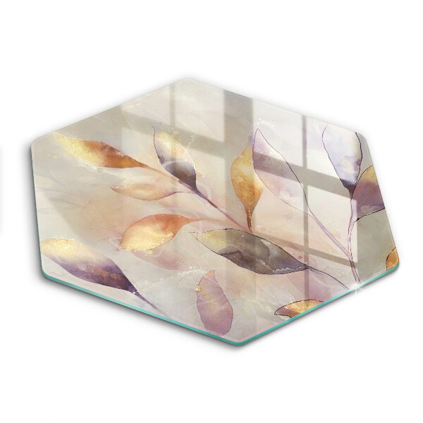 Glass worktop saver Painted boho leaves