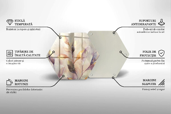 Glass worktop saver Painted boho leaves