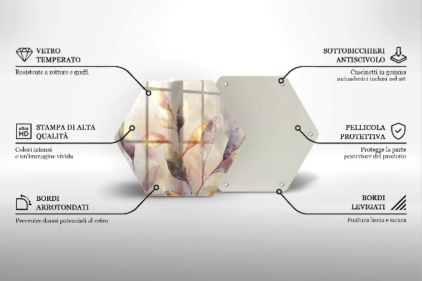 Glass worktop saver Painted boho leaves