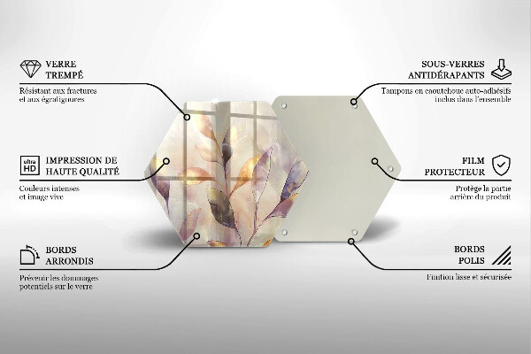 Glass worktop saver Painted boho leaves