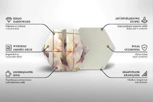 Glass worktop saver Painted boho leaves