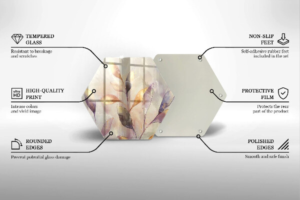 Glass worktop saver Painted boho leaves