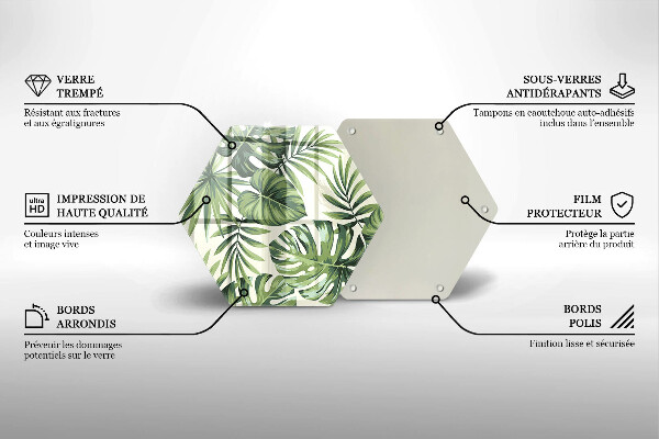 Glass worktop saver Illustration of the Monstera leaves