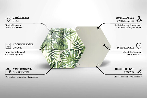 Glass worktop saver Illustration of the Monstera leaves