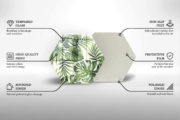 Glass worktop saver Illustration of the Monstera leaves