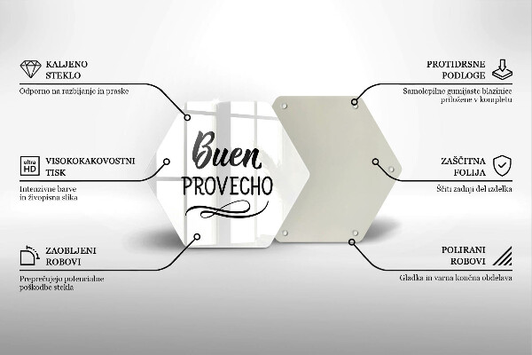 Glass worktop saver The inscription Buen Provecho