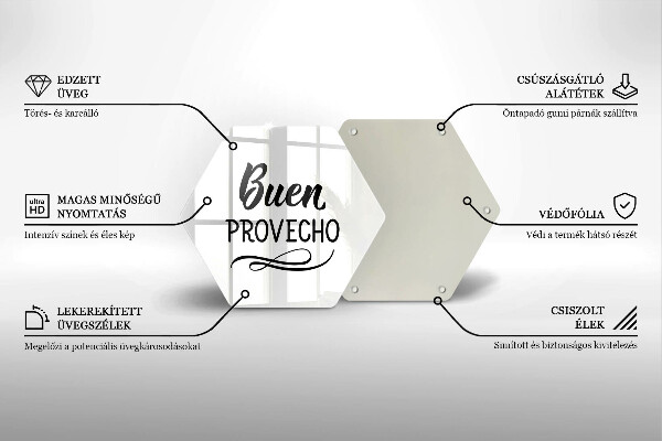 Glass worktop saver The inscription Buen Provecho